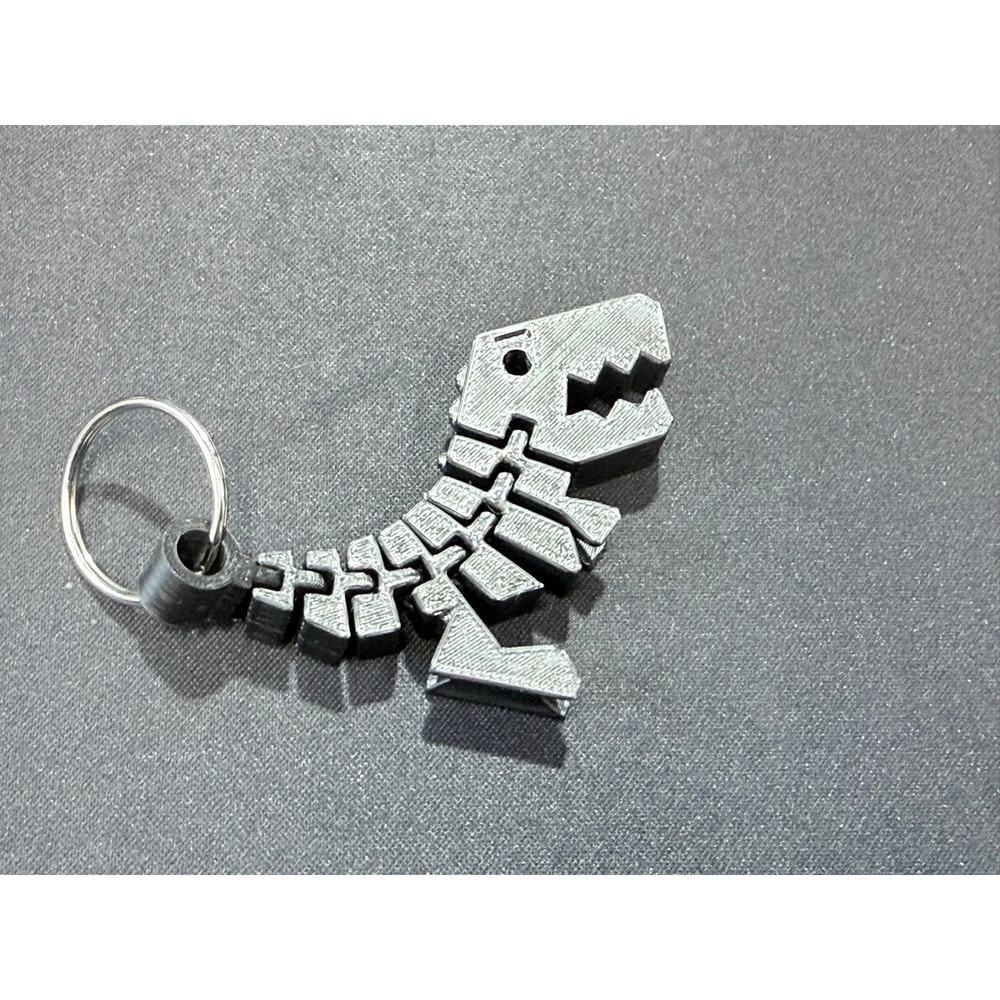 3D Printed Articulated T-Rex Keychain Black Flexible Dinosaur Toy - Picture 1 of 4